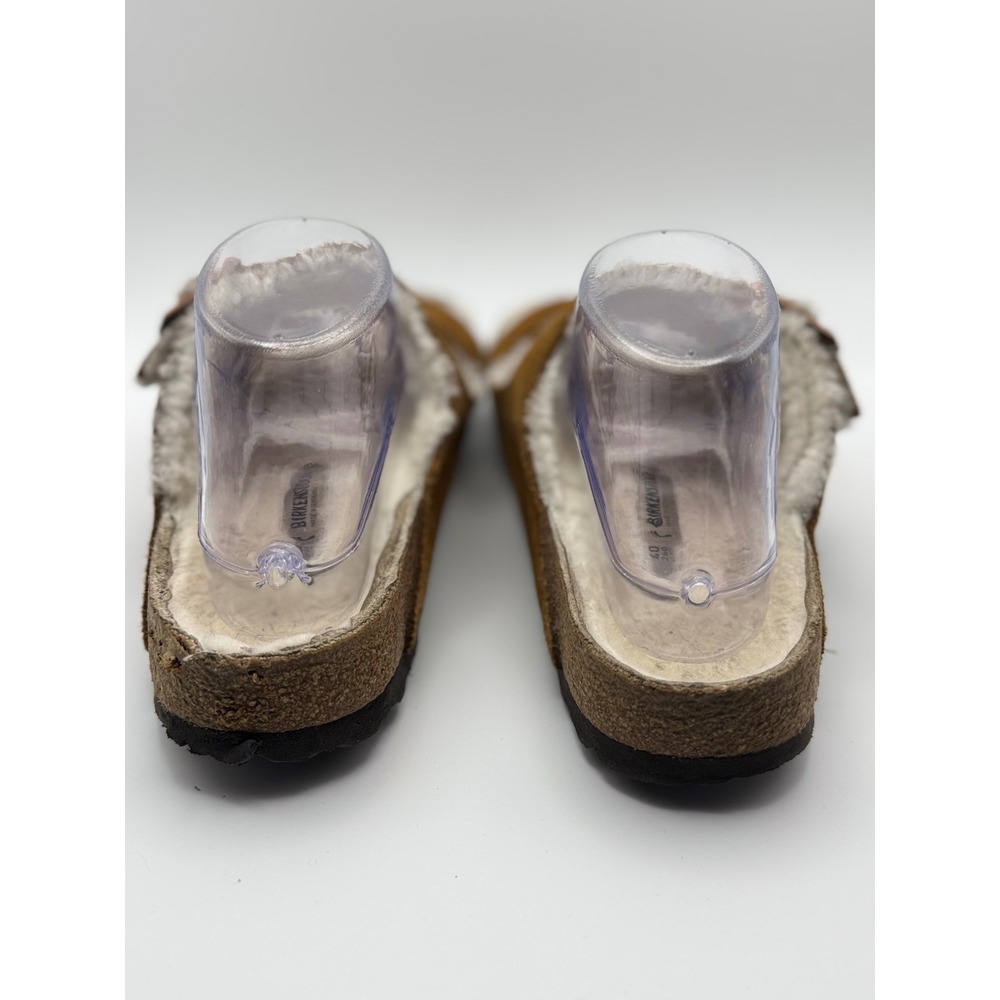 Birkenstock Arizona Shearling Suede Sandals Mink Brown 40 L9 M7 - Picture 2 of 9
